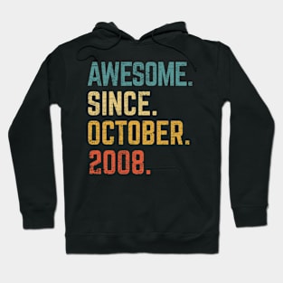 14th Birthday Gift 14 Year Old Awesome Since October 2008 Hoodie